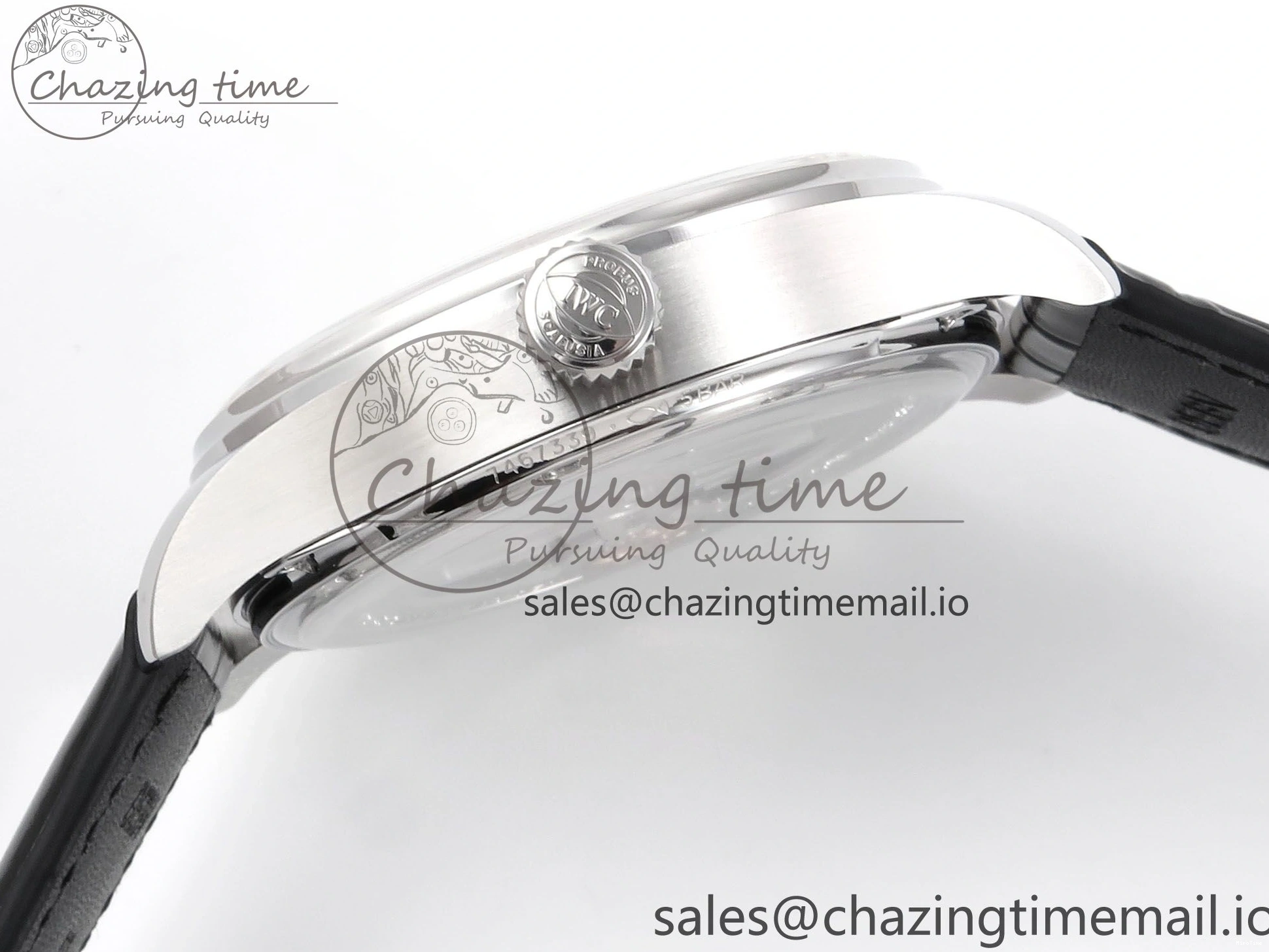 MIROTIME 0302 OnTrend Portugieser Automatic 42mm SS APSF 1:1 Best Edition White RG Dial on Black Leather Strap A 7010